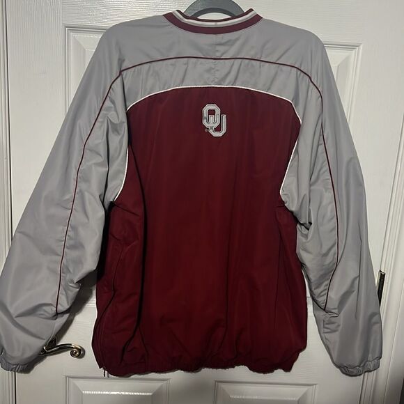 🏈 Vintage OKLAHOMA SOONERS Polyester Pullover Jacket Fleece Lined Men Sz L -EUC - Picture 6 of 12